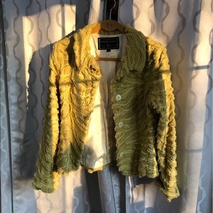 Quirky Unique Fuzzy Chartreuse Jacket Size Medium